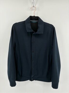 Perry Ellis Varsity Style Classic Navy Snap Button-Front Shirt Jacket